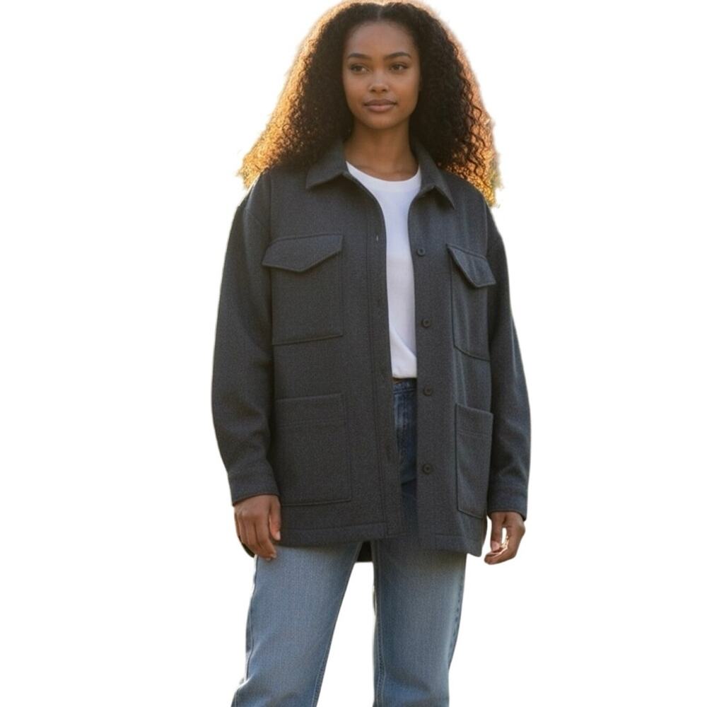 Banana Republic Gray Cozy Layering Utility Button Front Jacket Women XL.